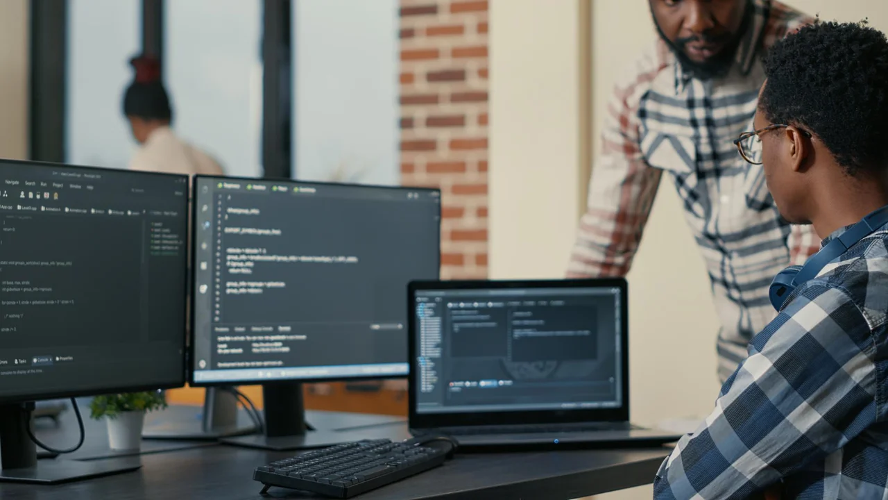 cloud security engineer works on a computer